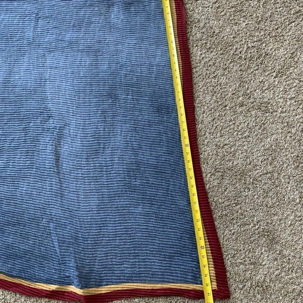 Colorblock Handmade Vintage Style Large Size Shawl/Wrap With Pleated Textured